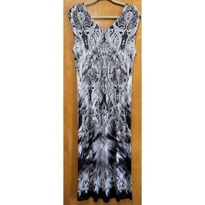 Live and Let Live Womans Sleeveless Satin Feel Maxi Dress Bohemian Sz L‎